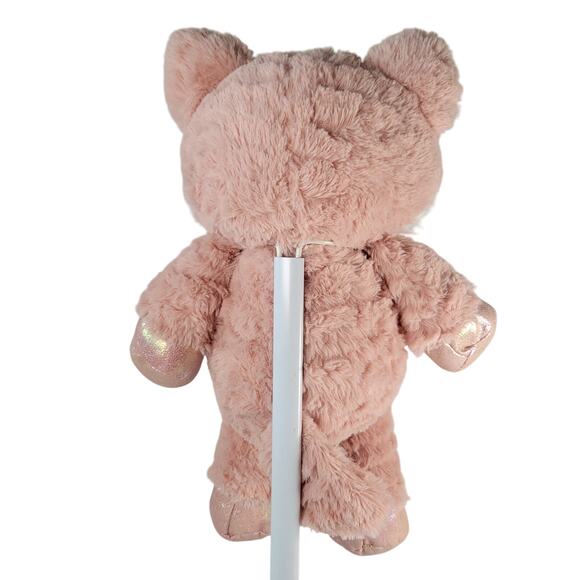 Kellytoy Pink Cat Plush 14" Stuffed Animal 2020 Satin Bow Shiny Nose Ears Feet - Picture 4 of 15